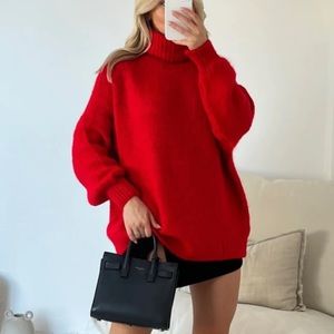 NOVA RED CHUNKY KNIT ROLL NECK KNIT JUMPER